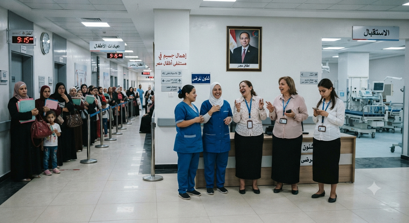 عذاب في مستشفى أطفال مصر: أجهزة حديثة وإدارة غائبة.. و”الكيرسيرفيس” يتحكمن في مصير المرضى!
